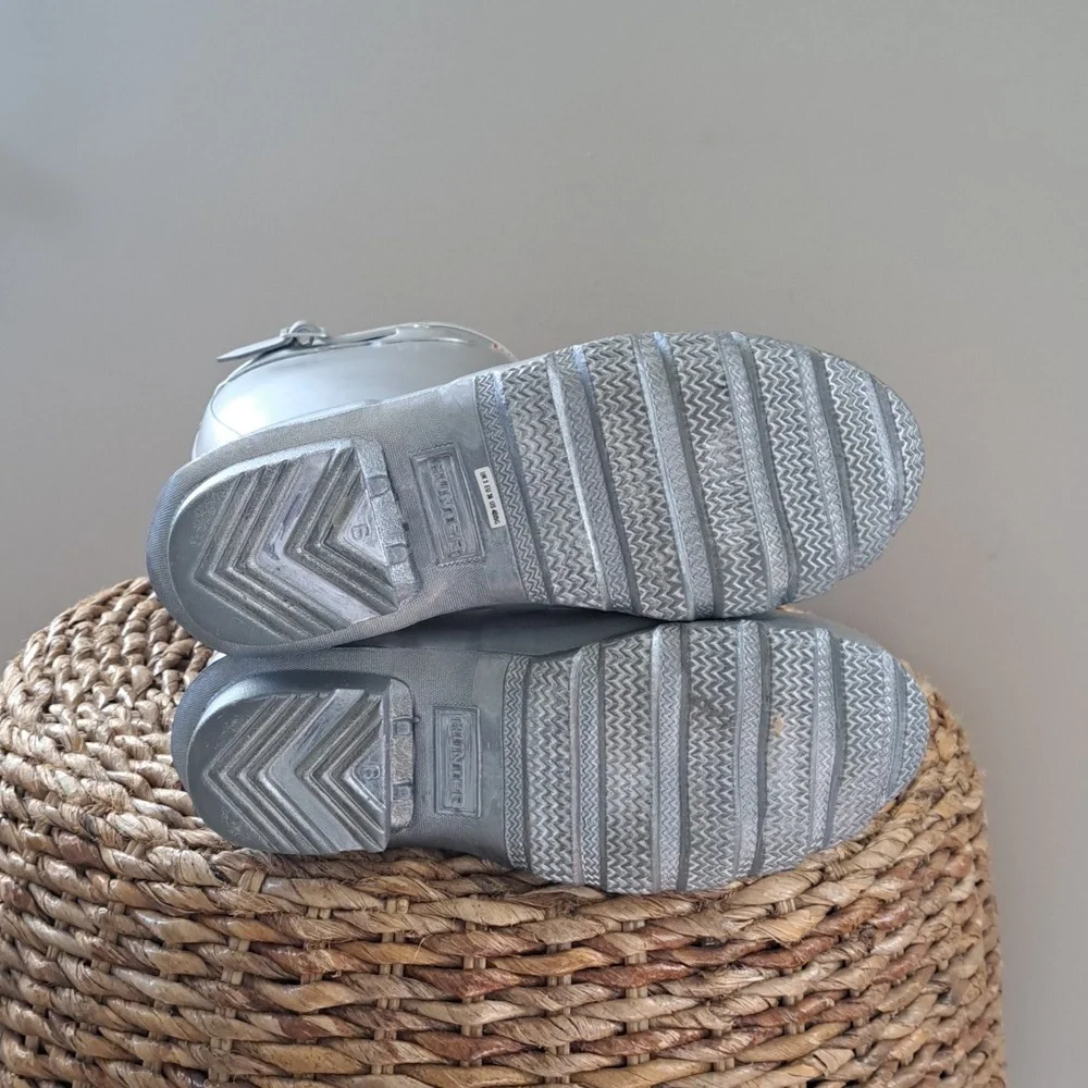 Hunter Kids Metallic Silver Tall Rain Boots